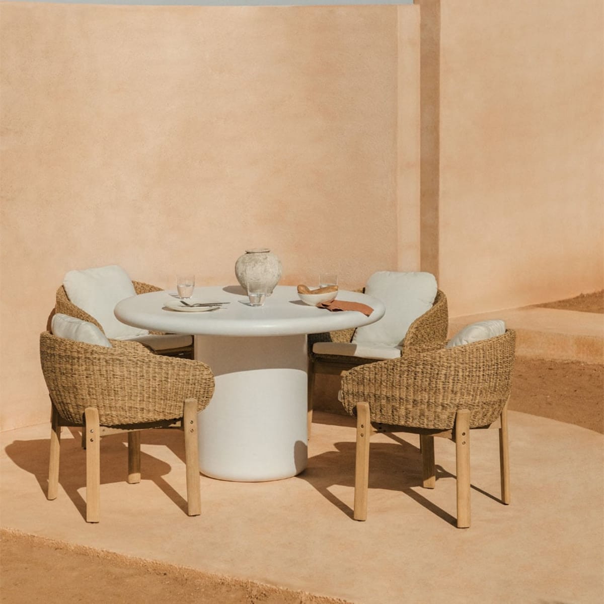 Outdoor dining set NAMARA, 5 pieces, white