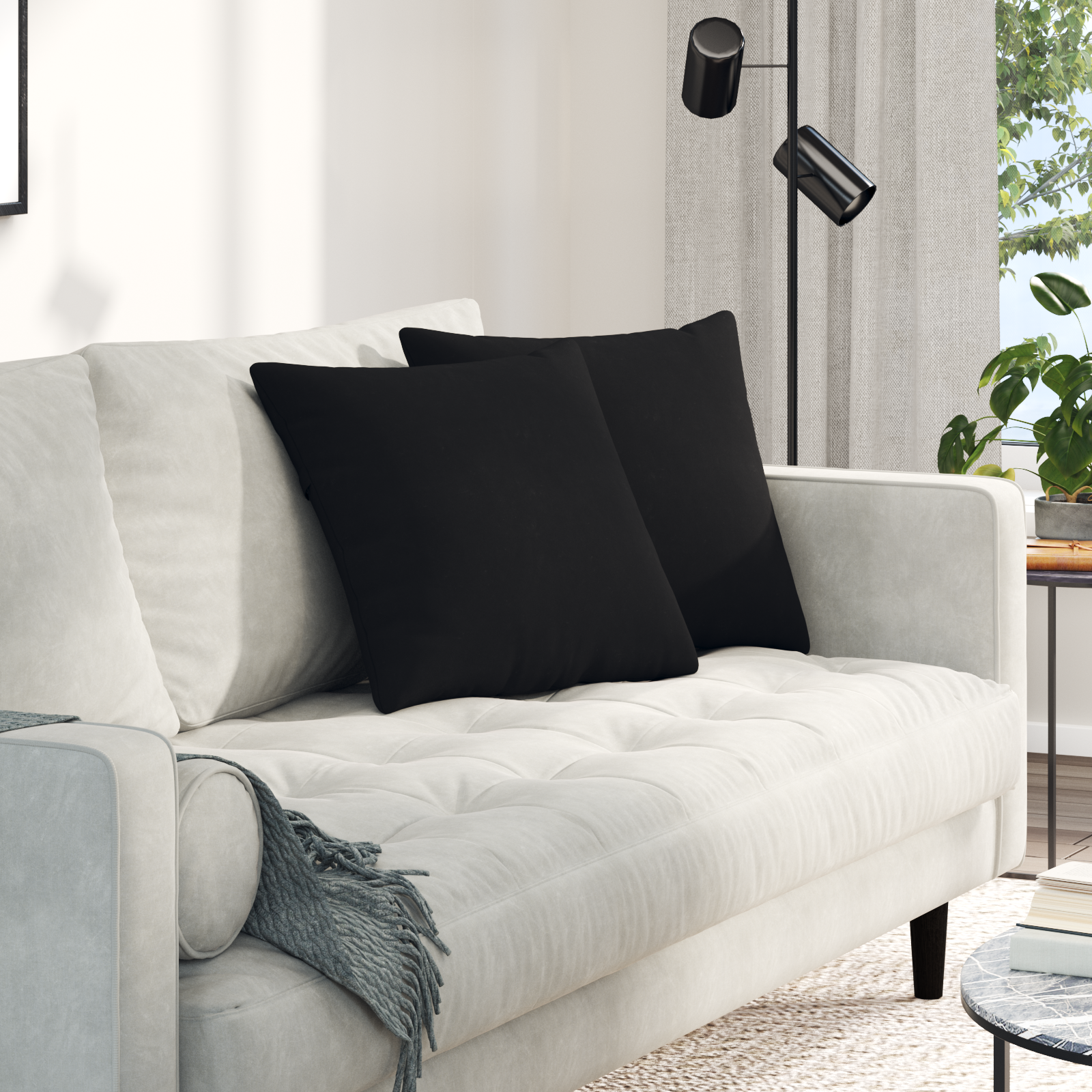 Sofa Pagalvės 2 pcs Juoda 45 x 45 cm audinys