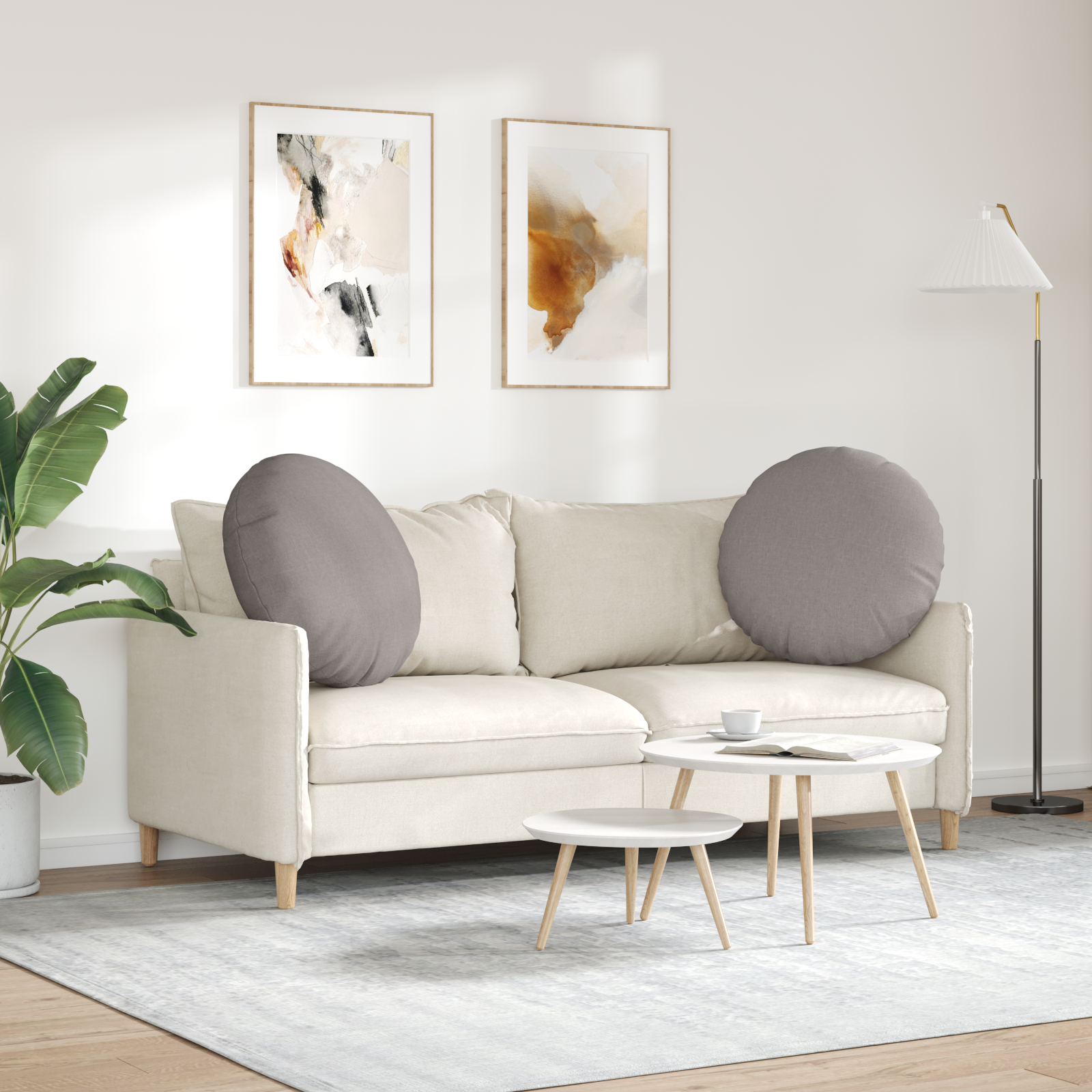 Sėdynių pagalvėlės 2 pcs Taupe Ø80 x 29 cm audinys