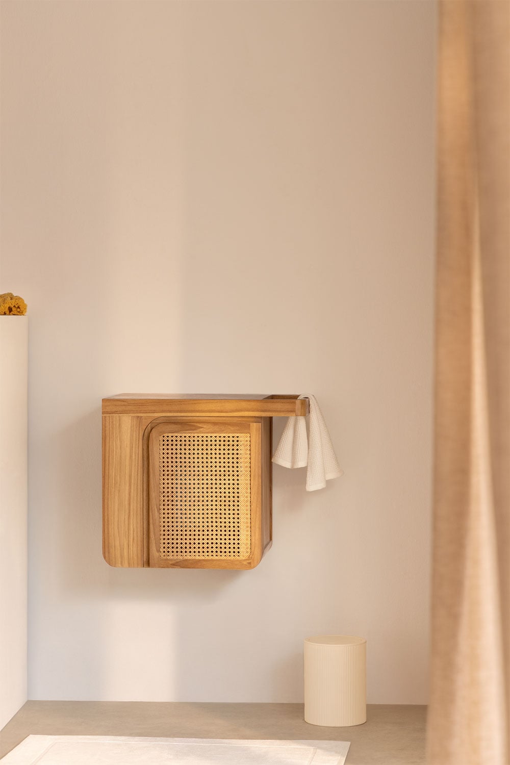 Wall-mounted bathroom furniture set ZIVIARA, teak