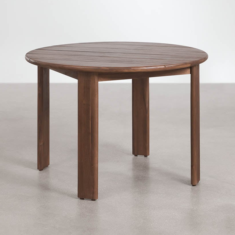 Outdoor round table ULENO, acacia wood, dark acacia
