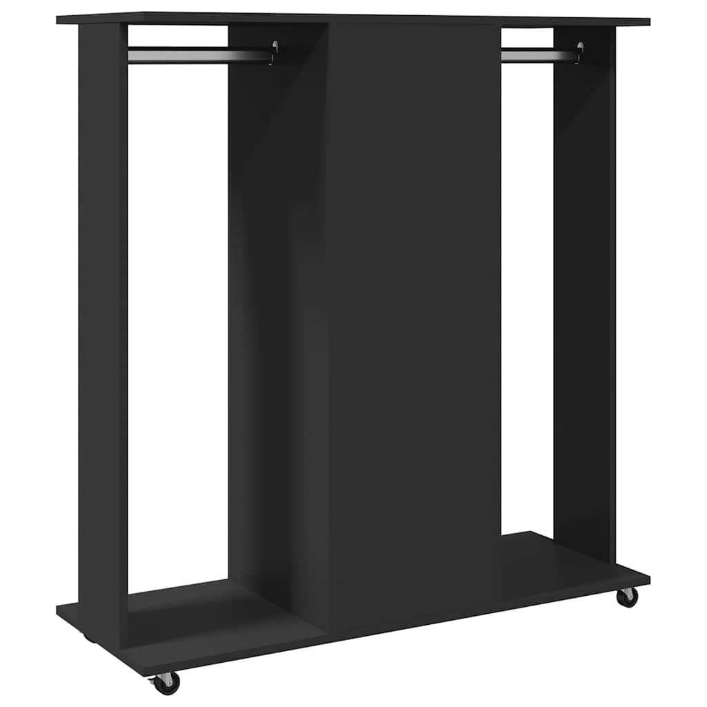 Drabužių spinta su ratukais, juoda, 102x38x110cm, mediena - Namų Idėja