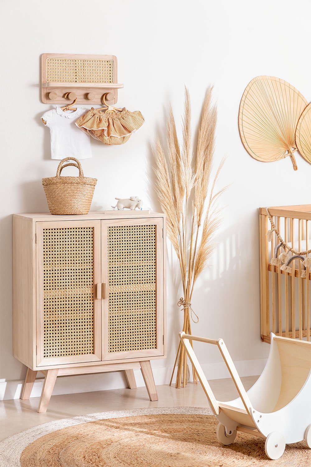 Spintelė RELDU, 2 durys, ratanas