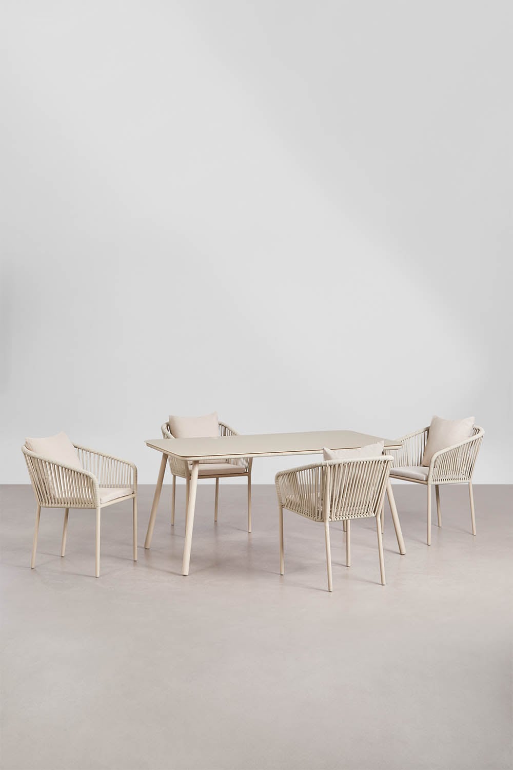 Komplektas AGNES Classic, stalas 160x90 cm, 4 kėdės, moka ruda