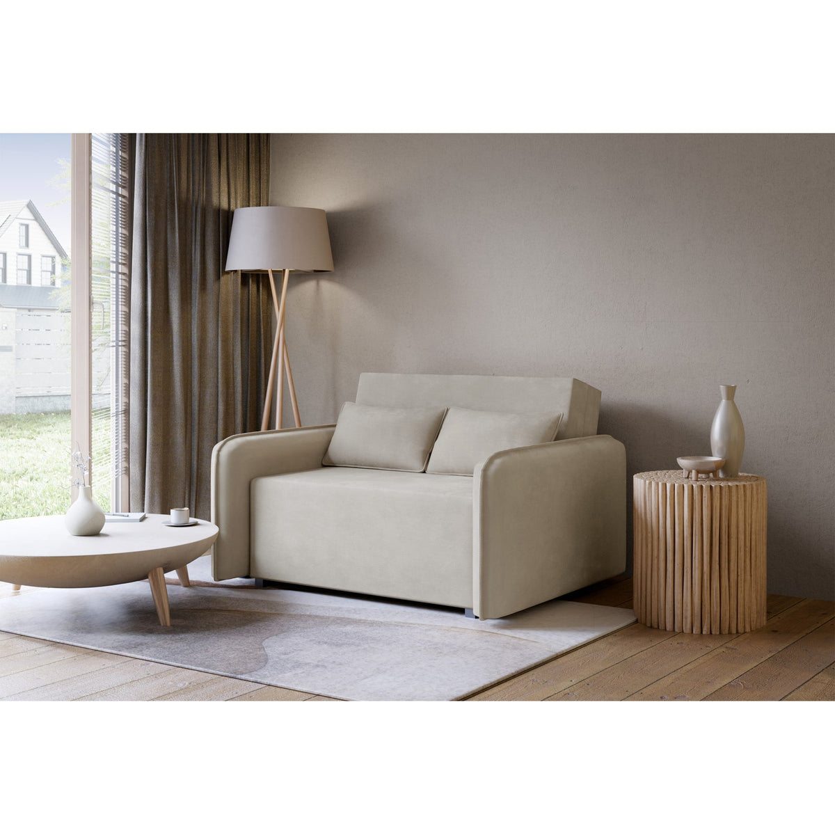 Sofa-lova DUELIA, smėlinė šenilas