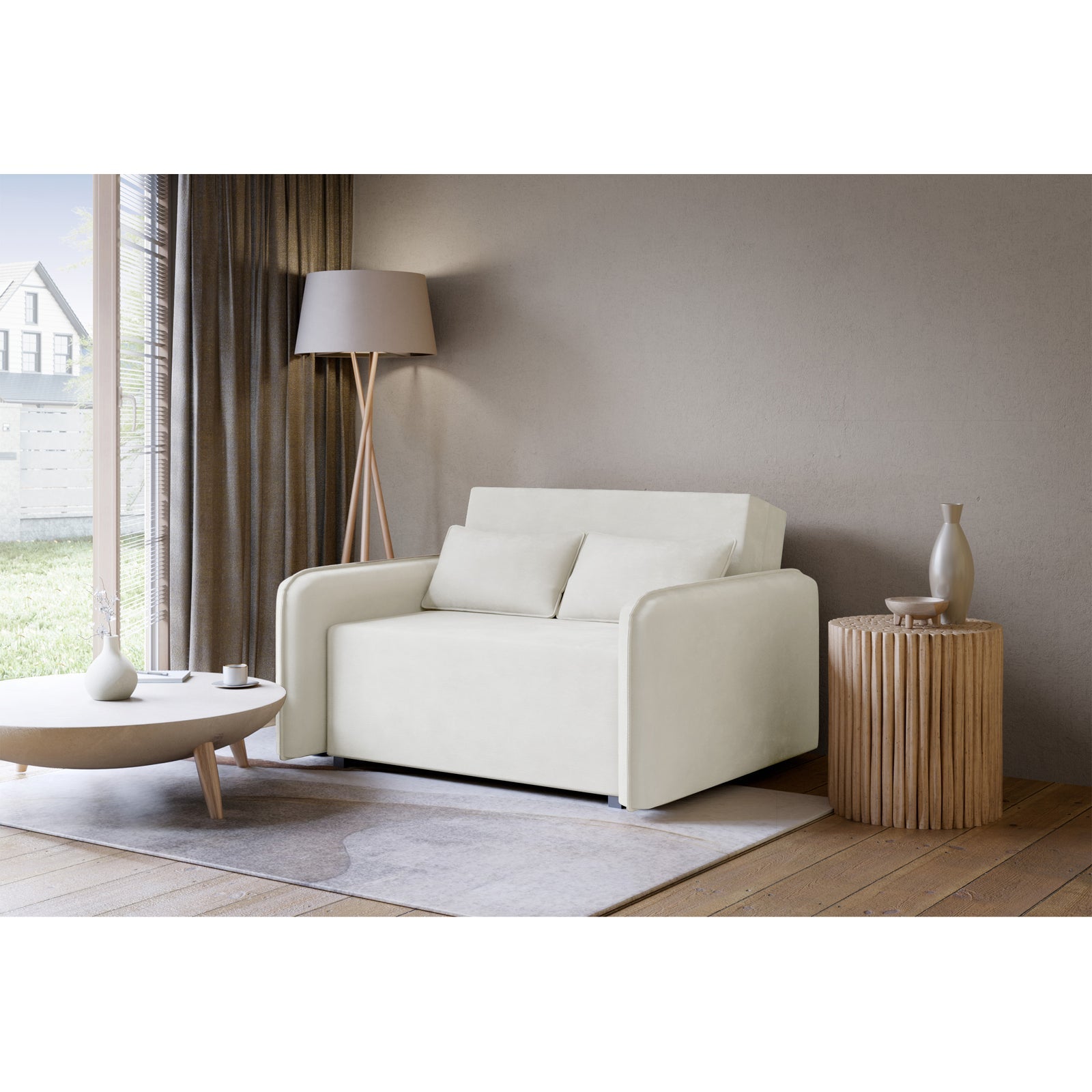 Sofa-lova DUELIA, kreminė šenilas