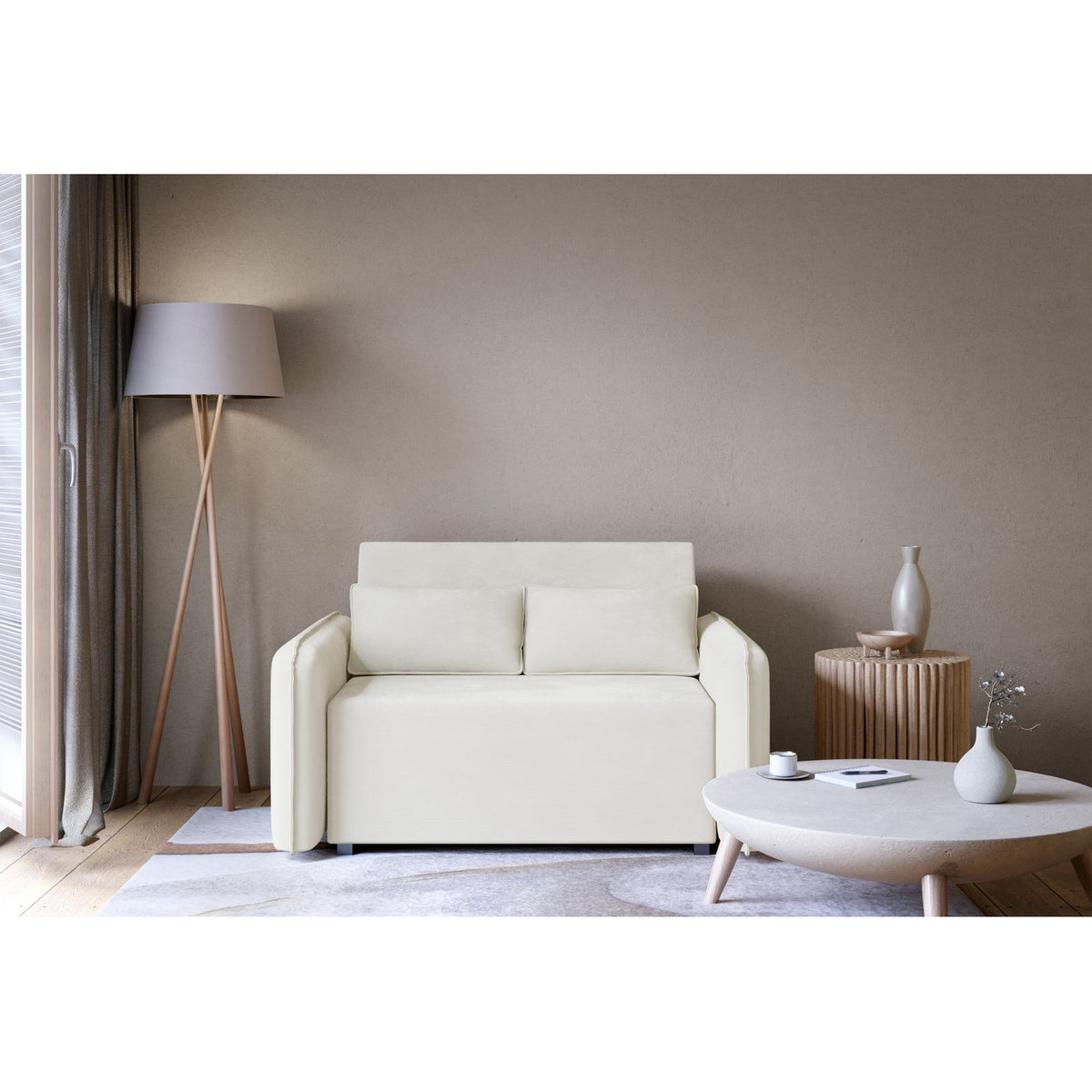 Sofa-lova DUELIA, kreminė šenilas