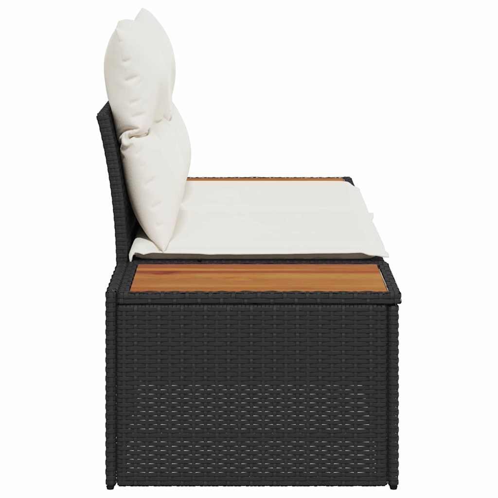 dviejų vietų sodo sofa su pagalvėlėmis Juoda poliratanas - Namų Idėja