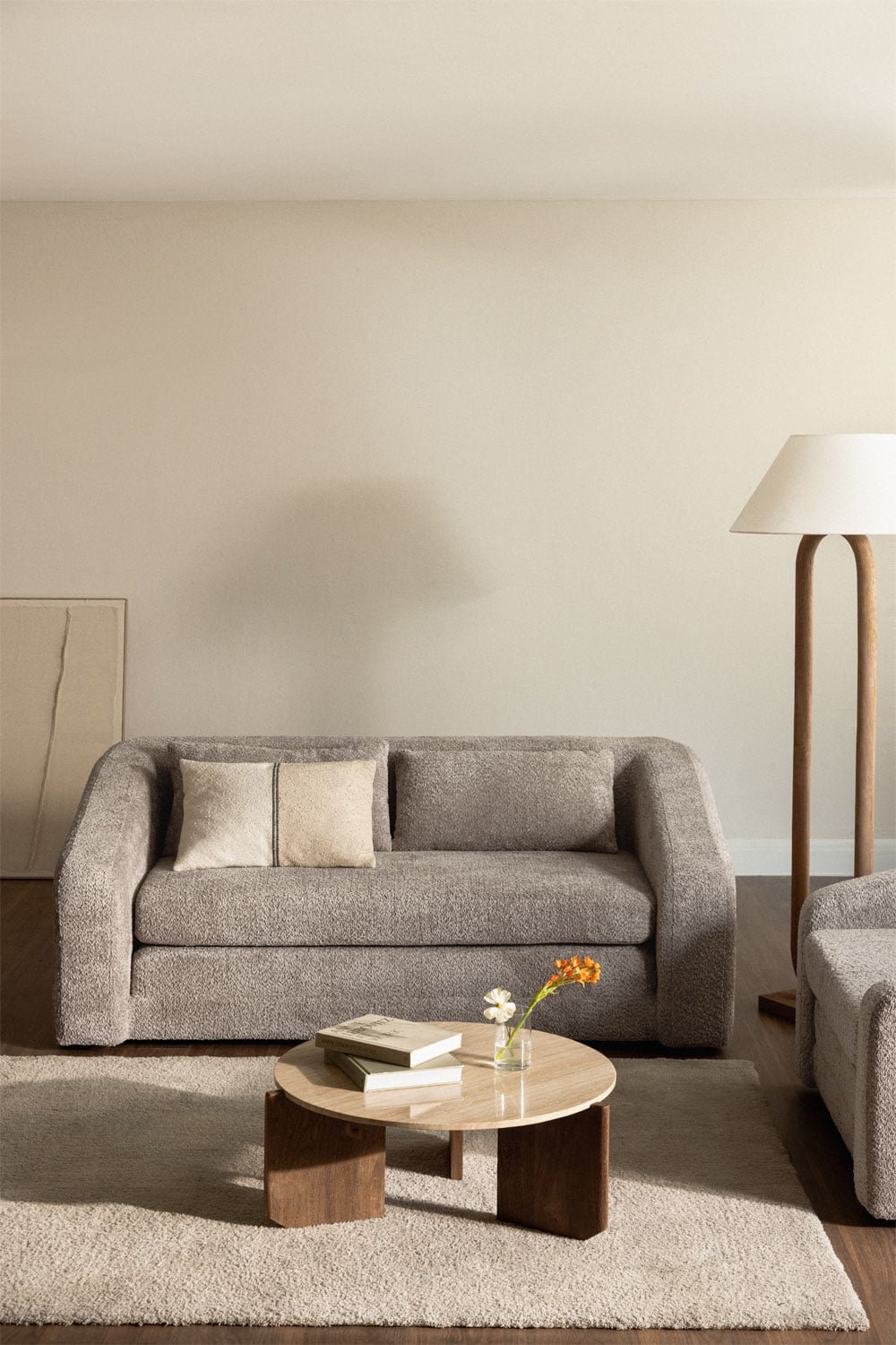 Dvievietė sofa DALILA su miegama funkcija, ruda spalva