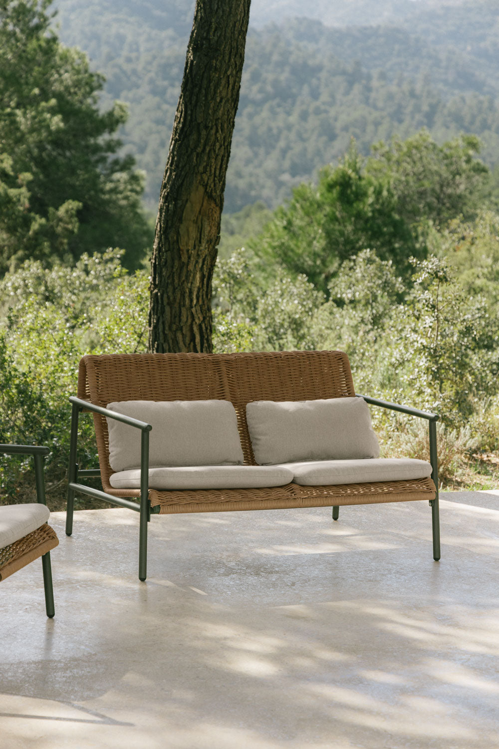 Dvivietė lauko sofa RATANO, ratanas, alyvuogių žalia