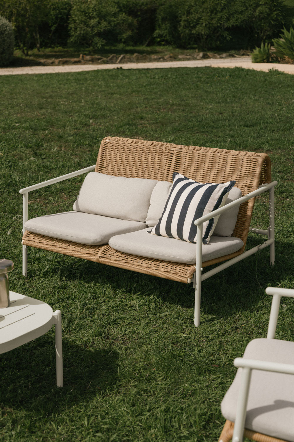 Dvivietė lauko sofa RATANO, ratanas, balta