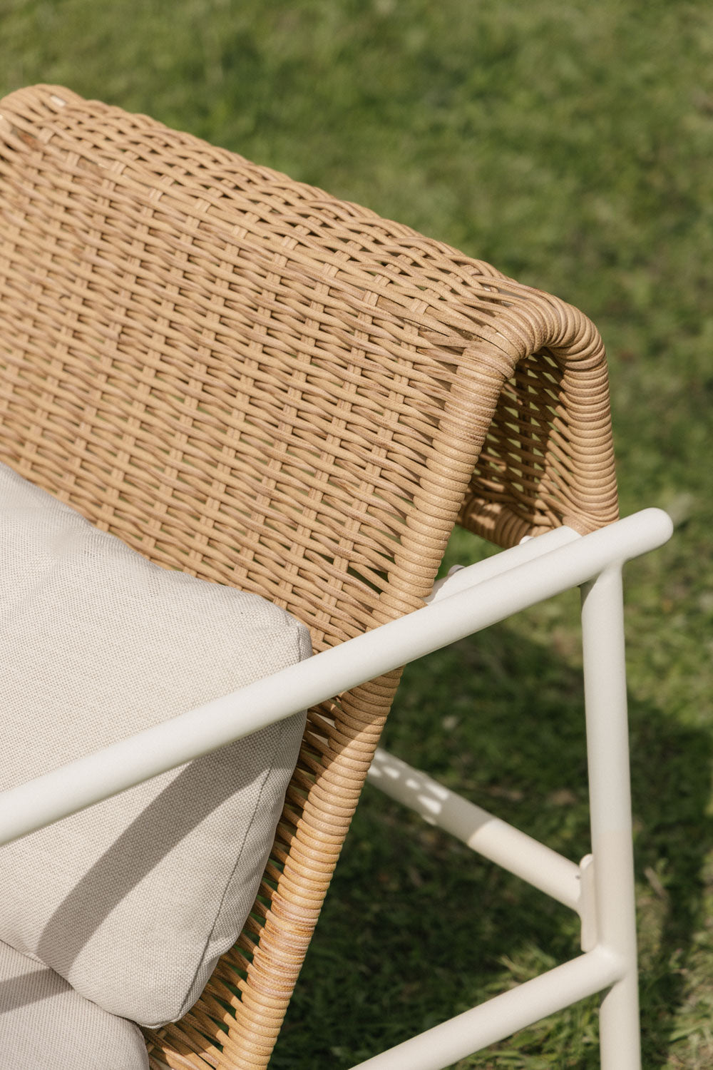 Dvivietė lauko sofa RATANO, ratanas, balta