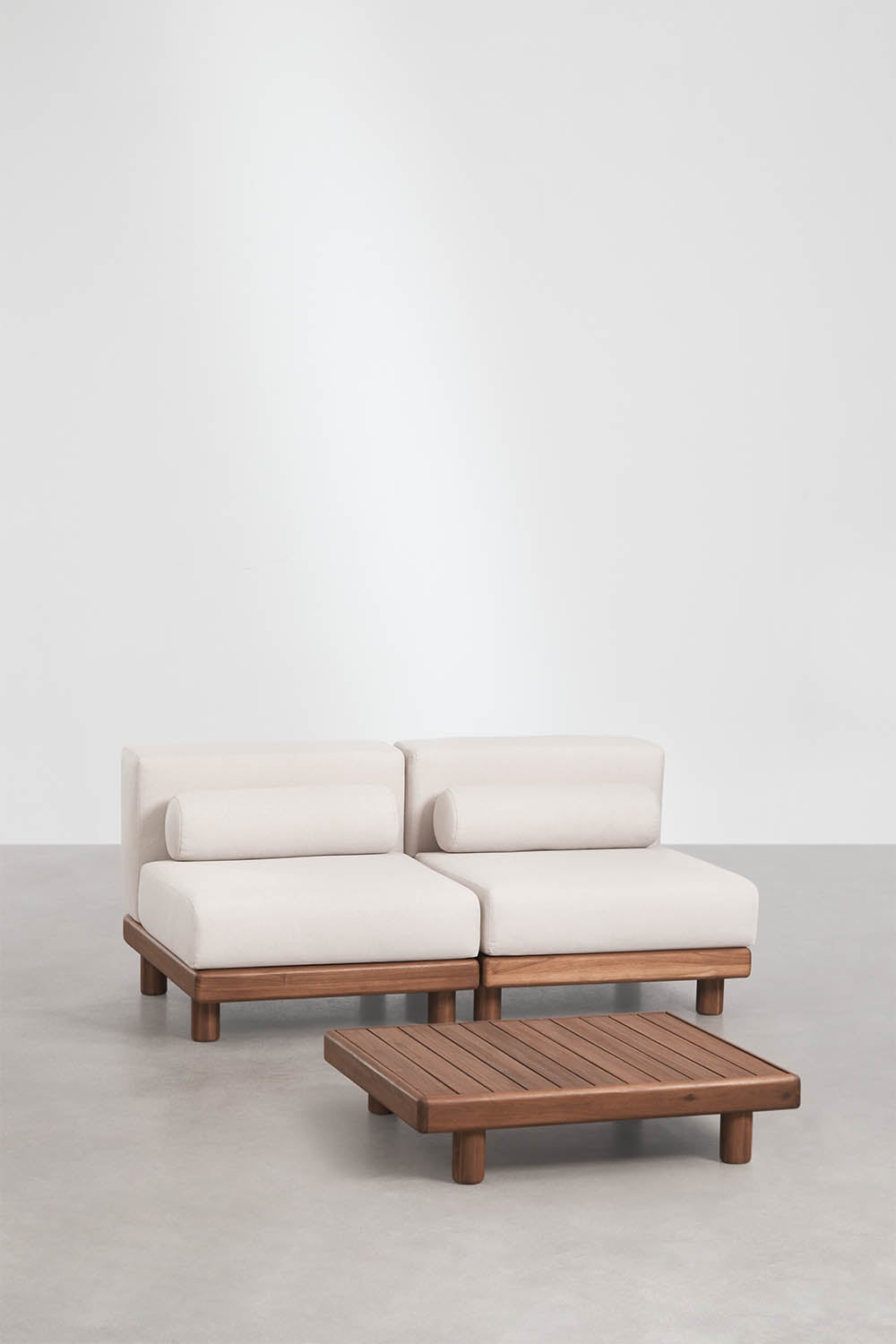 Dvivietė modulinė sofa KORKO su staliuku, akacija