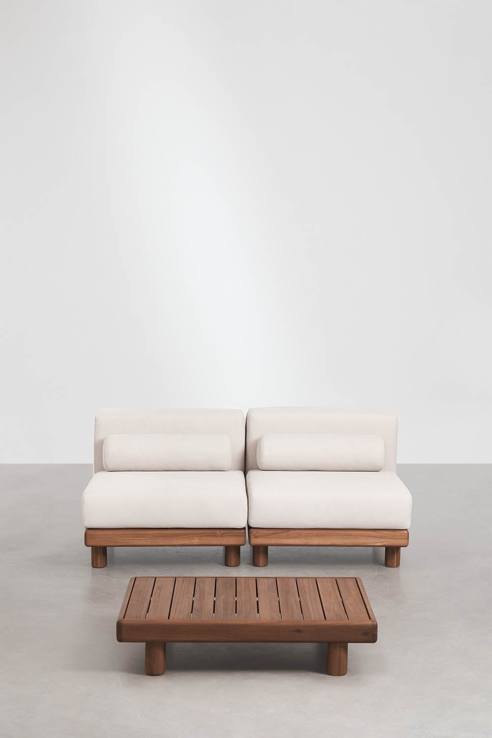 Dvivietė modulinė sofa KORKO su staliuku, akacija