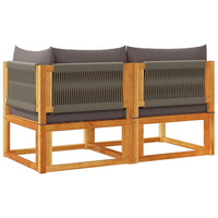 Dvivietė sodo sofa su pagalvėlėmis, akacijos mediena ir virvė - Namų Idėja