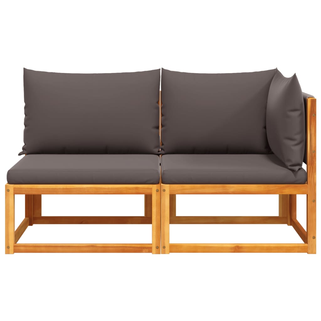 Dvivietė sodo sofa su pagalvėlėmis, akacijos mediena ir virvė - Namų Idėja