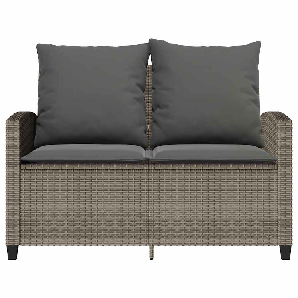Dvivietė sodo sofa su pagalvėlėmis ir staliuku, pilkos spalvos - Namų Idėja