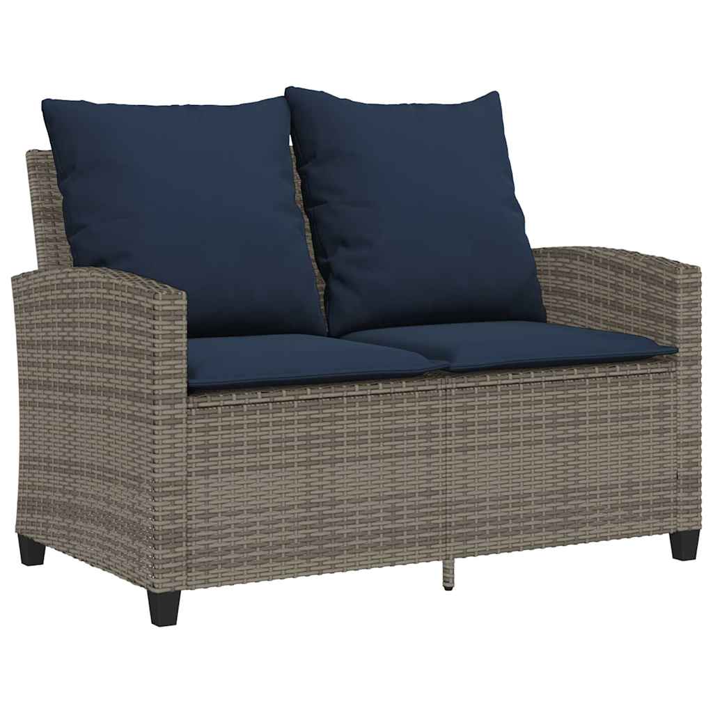Dvivietė sodo sofa su pagalvėlėmis ir staliuku, pilkos spalvos - Namų Idėja