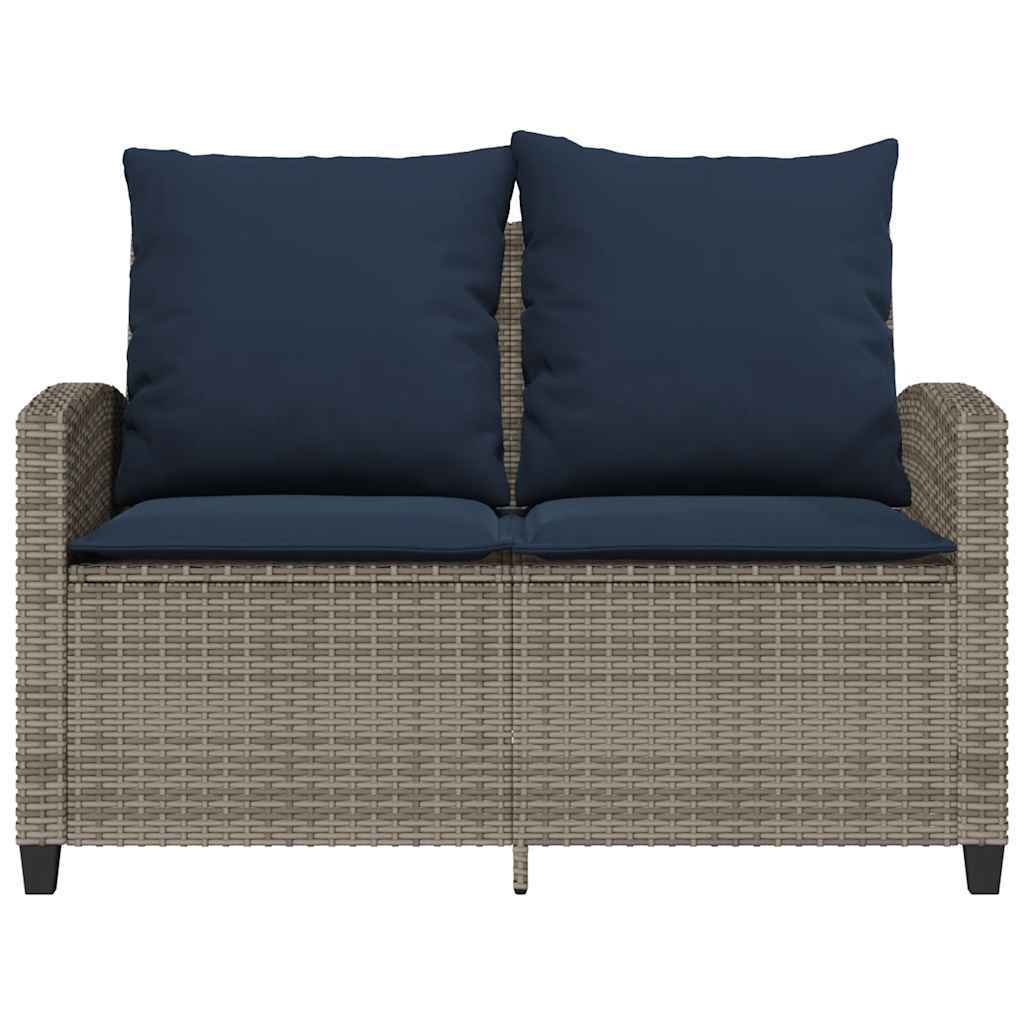 Dvivietė sodo sofa su pagalvėlėmis ir staliuku, pilkos spalvos - Namų Idėja