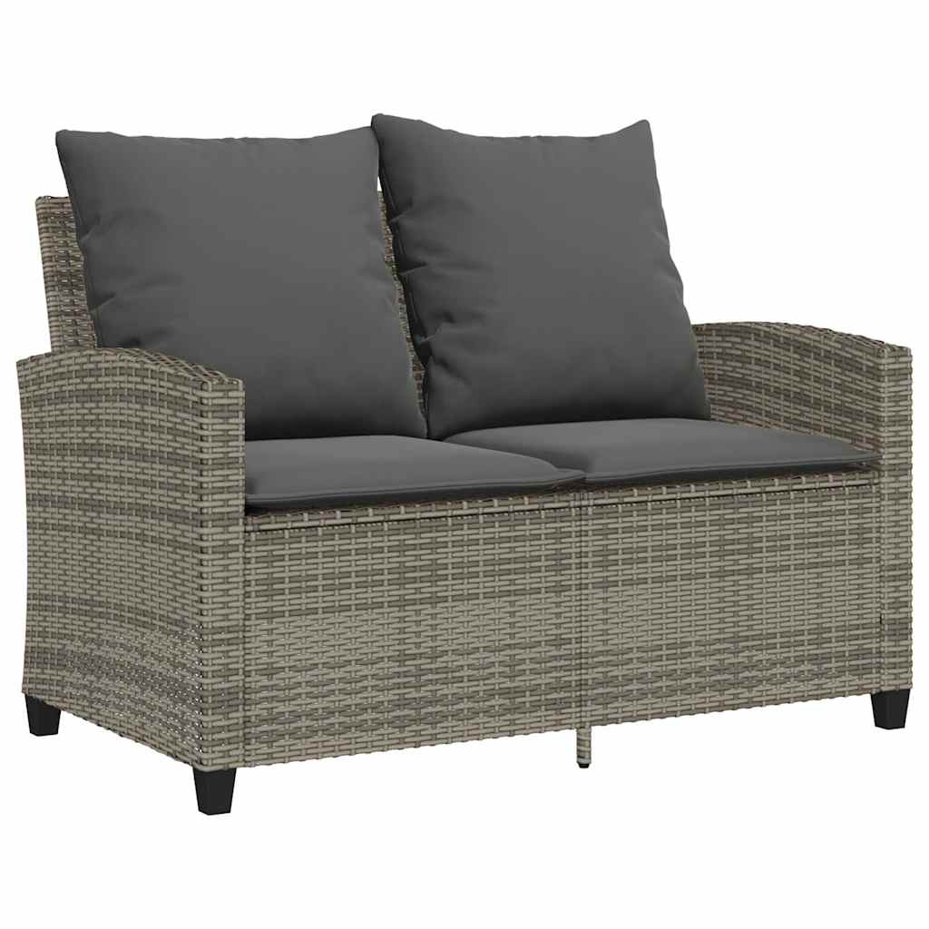 Dvivietė sodo sofa su pagalvėlėmis ir staliuku, pilkos spalvos - Namų Idėja