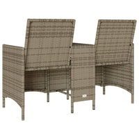 Dvivietė sodo sofa su pagalvėlėmis ir staliuku, pilkos spalvos - Namų Idėja