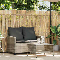 Dvivietė sodo sofa su pagalvėlėmis ir staliuku, šviesiai pilka - Namų Idėja