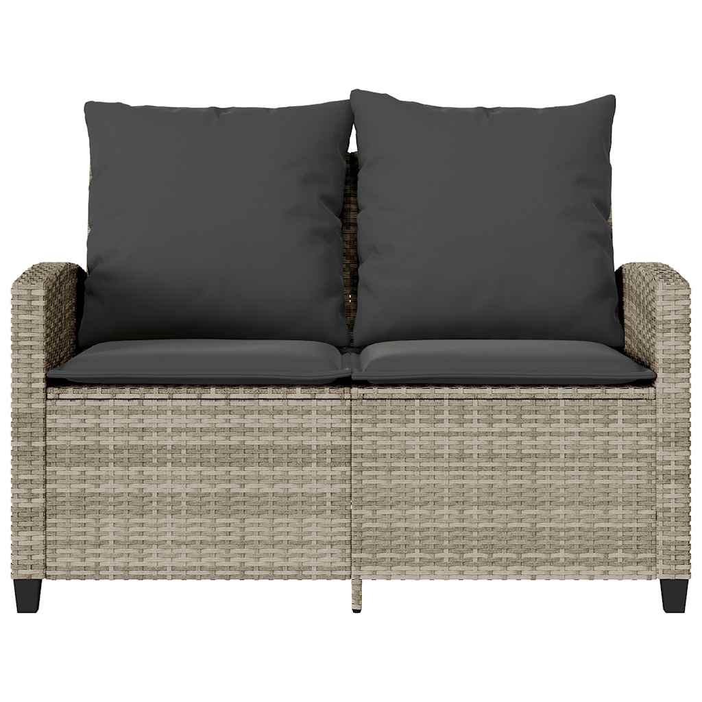 Dvivietė sodo sofa su pagalvėlėmis ir staliuku, šviesiai pilka - Namų Idėja