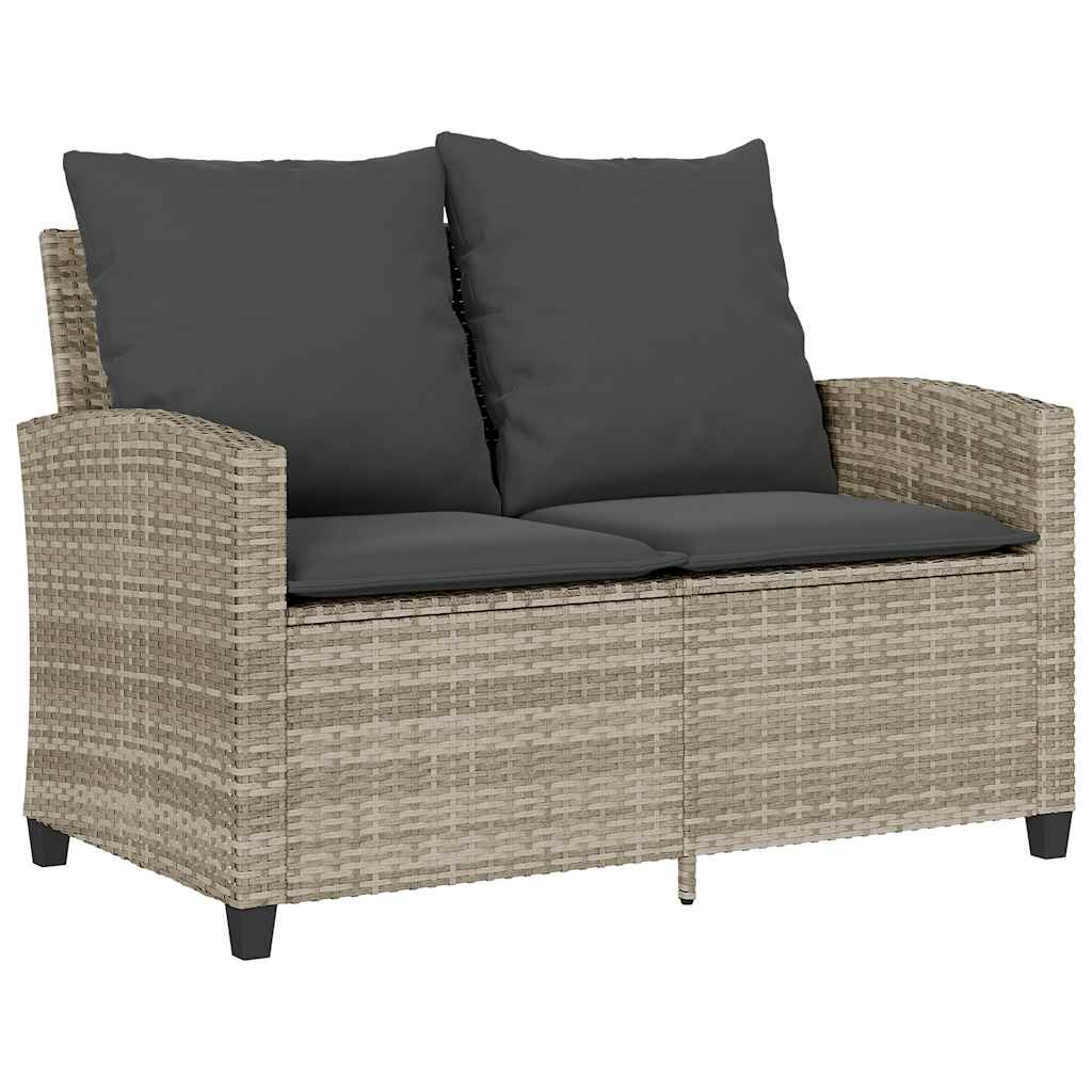 Dvivietė sodo sofa su pagalvėlėmis ir staliuku, šviesiai pilka - Namų Idėja