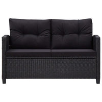 Dvivietė sodo sofa su pagalvėlėmis, juoda, 124cm, poliratanas - Namų Idėja
