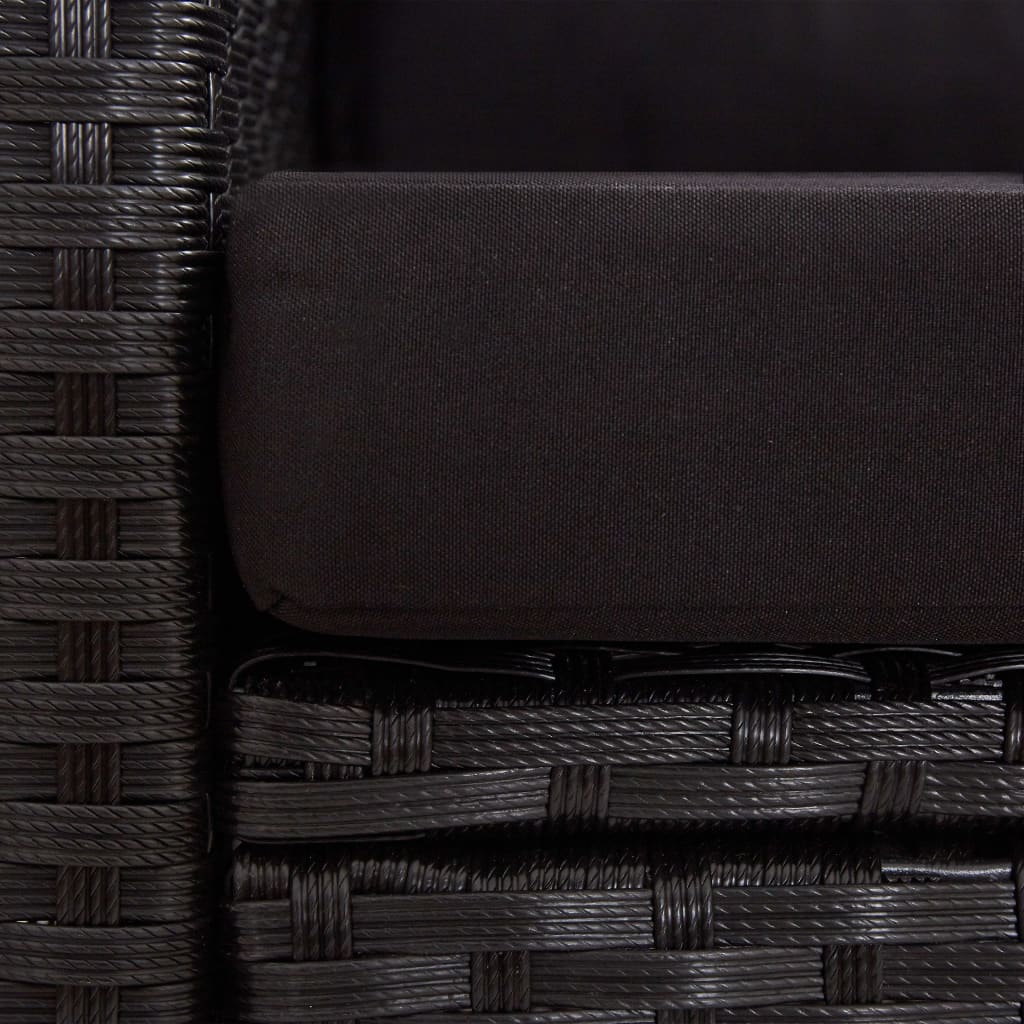 Dvivietė sodo sofa su pagalvėlėmis, juoda, 124cm, poliratanas - Namų Idėja