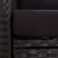 Dvivietė sodo sofa su pagalvėlėmis, juoda, 124cm, poliratanas - Namų Idėja