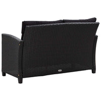 Dvivietė sodo sofa su pagalvėlėmis, juoda, 124cm, poliratanas - Namų Idėja