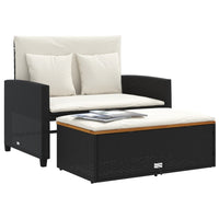 Dvivietė sodo sofa su pagalvėlėmis, juoda, poliratanas/akacija - Namų Idėja