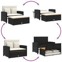 Dvivietė sodo sofa su pagalvėlėmis, juoda, poliratanas/akacija - Namų Idėja