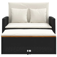 Dvivietė sodo sofa su pagalvėlėmis, juoda, poliratanas/akacija - Namų Idėja