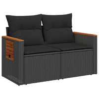 Dvivietė sodo sofa su pagalvėlėmis, juodos spalvos, poliratanas - Namų Idėja