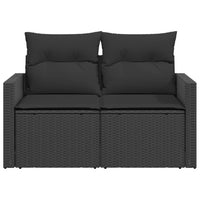 Dvivietė sodo sofa su pagalvėlėmis, juodos spalvos, poliratanas - Namų Idėja
