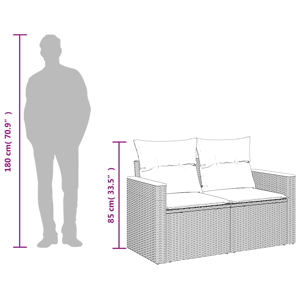 Dvivietė sodo sofa su pagalvėlėmis, juodos spalvos, poliratanas - Namų Idėja