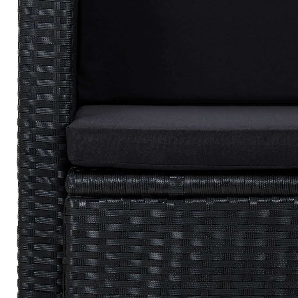 Dvivietė sodo sofa su pagalvėlėmis, juodos spalvos, poliratanas - Namų Idėja