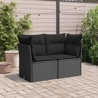 Dvivietė sodo sofa su pagalvėlėmis, juodos spalvos, poliratanas - Namų Idėja