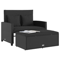 Dvivietė sodo sofa su pagalvėlėmis, juodos spalvos, poliratanas - Namų Idėja