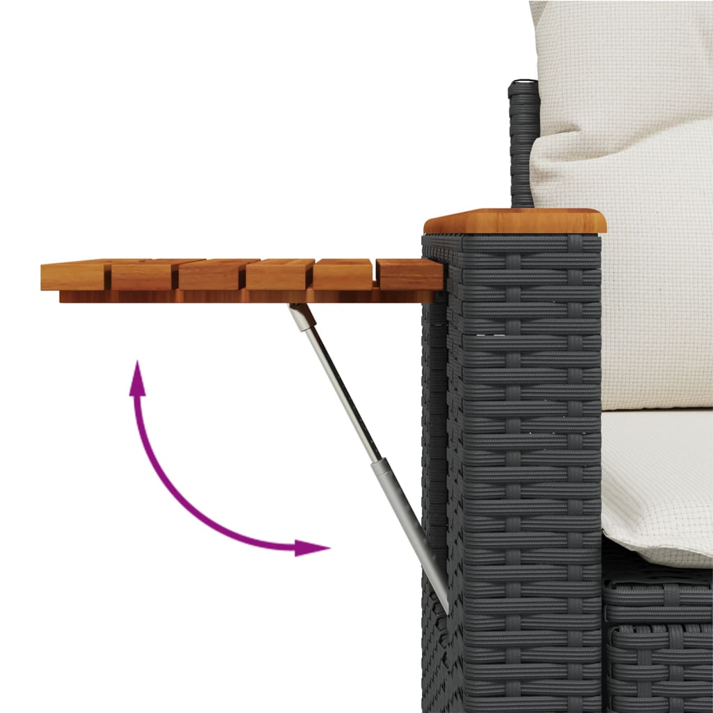 Dvivietė sodo sofa su pagalvėlėmis, juodos spalvos, poliratanas - Namų Idėja
