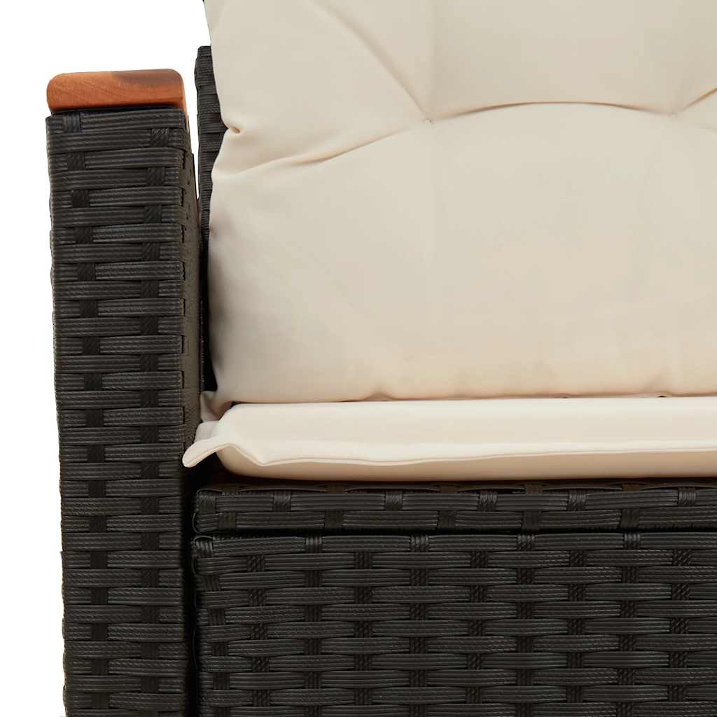 Dvivietė sodo sofa su pagalvėlėmis, juodos spalvos, poliratanas - Namų Idėja