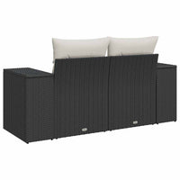 Dvivietė sodo sofa su pagalvėlėmis, juodos spalvos, poliratanas - Namų Idėja