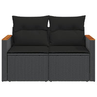 Dvivietė sodo sofa su pagalvėlėmis, juodos spalvos, poliratanas - Namų Idėja