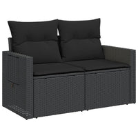 Dvivietė sodo sofa su pagalvėlėmis, juodos spalvos, poliratanas - Namų Idėja