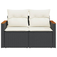 Dvivietė sodo sofa su pagalvėlėmis, juodos spalvos, poliratanas - Namų Idėja