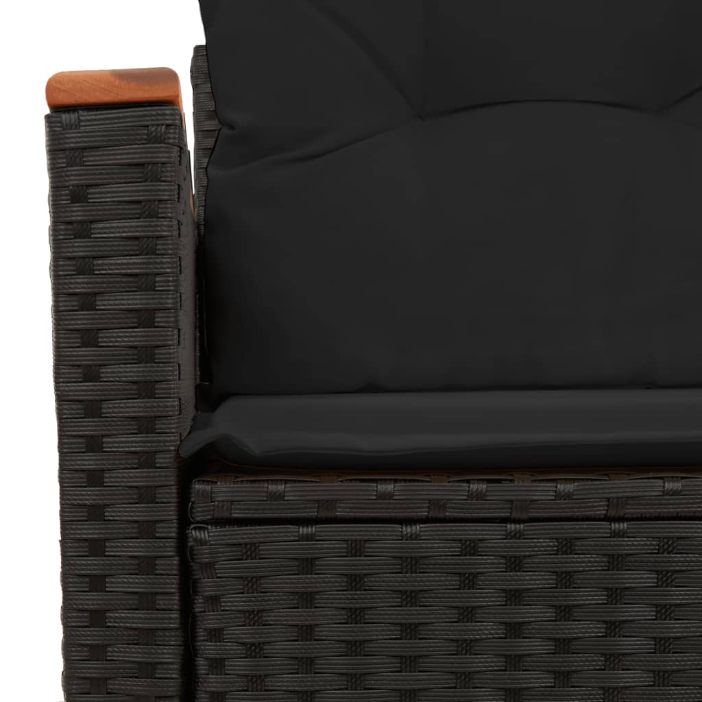 Dvivietė sodo sofa su pagalvėlėmis, juodos spalvos, poliratanas - Namų Idėja
