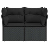 Dvivietė sodo sofa su pagalvėlėmis, juodos spalvos, poliratanas - Namų Idėja