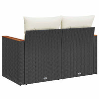 Dvivietė sodo sofa su pagalvėlėmis, juodos spalvos, poliratanas - Namų Idėja